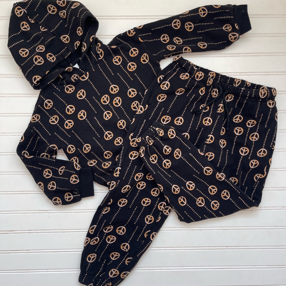 NORDSTROM by Christina Martinez NWOT 100% Cotton Peace Sign Hoodie Set